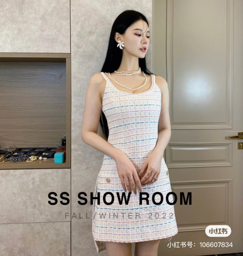 NIGO Chanel Dress Tweed White Blue Purple Pink #nigo335874