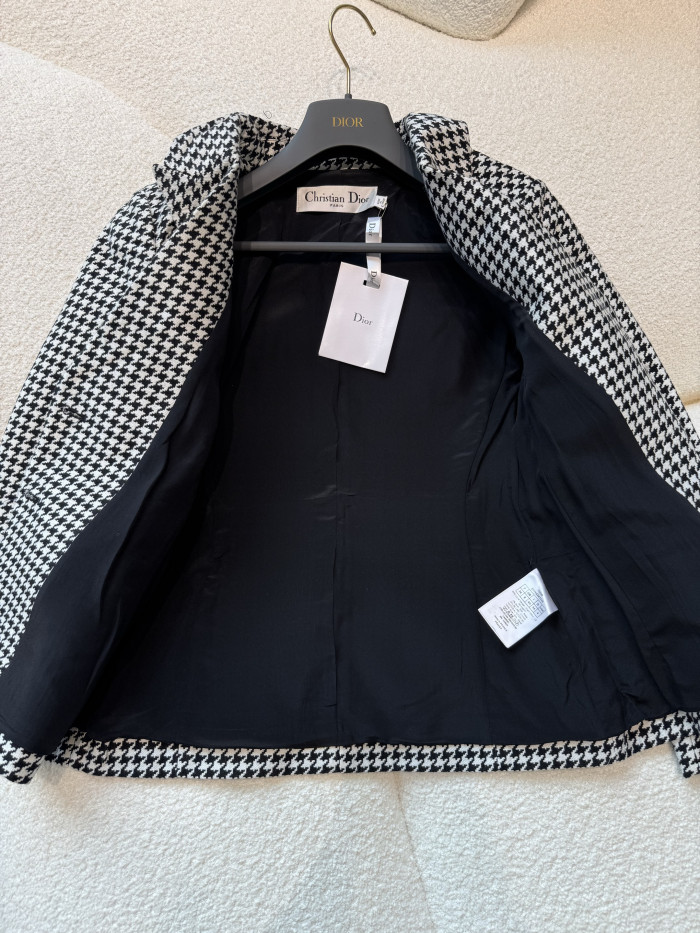 NIGO DIOR 30 Montaigne Bar Jacket Black and White Single Breasted Houndstooth Wool  #nigo326752