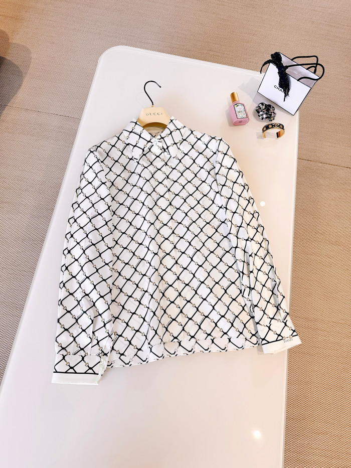 NIGO Gucci Printed Silk Twill Shirt in White #nigo335907