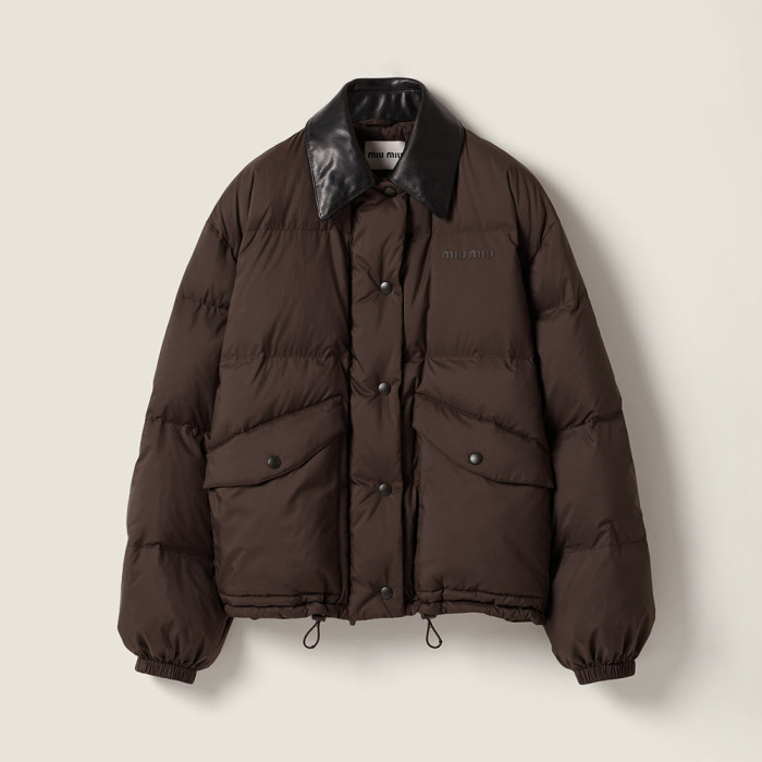 NIGO MiuMiu Ebony Technical Pongé Cropped Down Jacket  #nigo335949