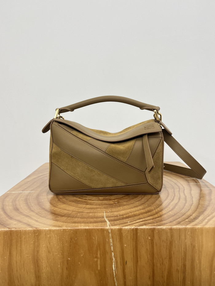 NIGO LOEWE Small Puzzle bag in classic calfskin suede Brown #nigo335950