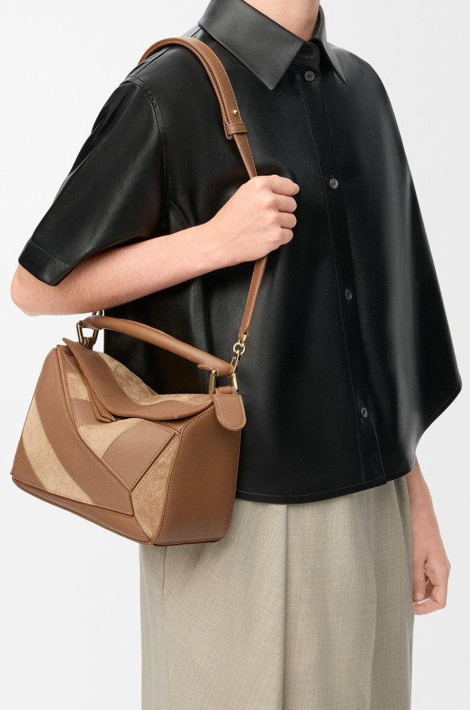 NIGO LOEWE Small Puzzle bag in classic calfskin suede Brown #nigo335950