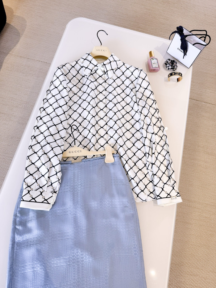 NIGO Gucci Printed Silk Twill Shirt in White #nigo335907