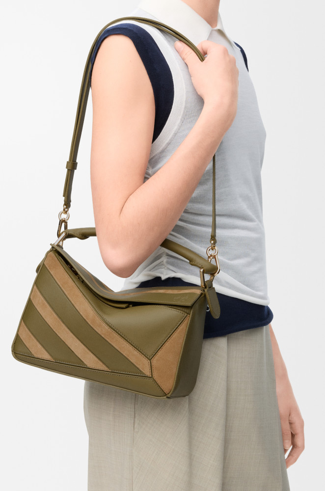 NIGO LOEWE Small Puzzle bag in classic calfskin suede Brown #nigo335950