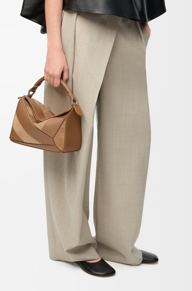 NIGO LOEWE Small Puzzle bag in classic calfskin suede Brown #nigo335950