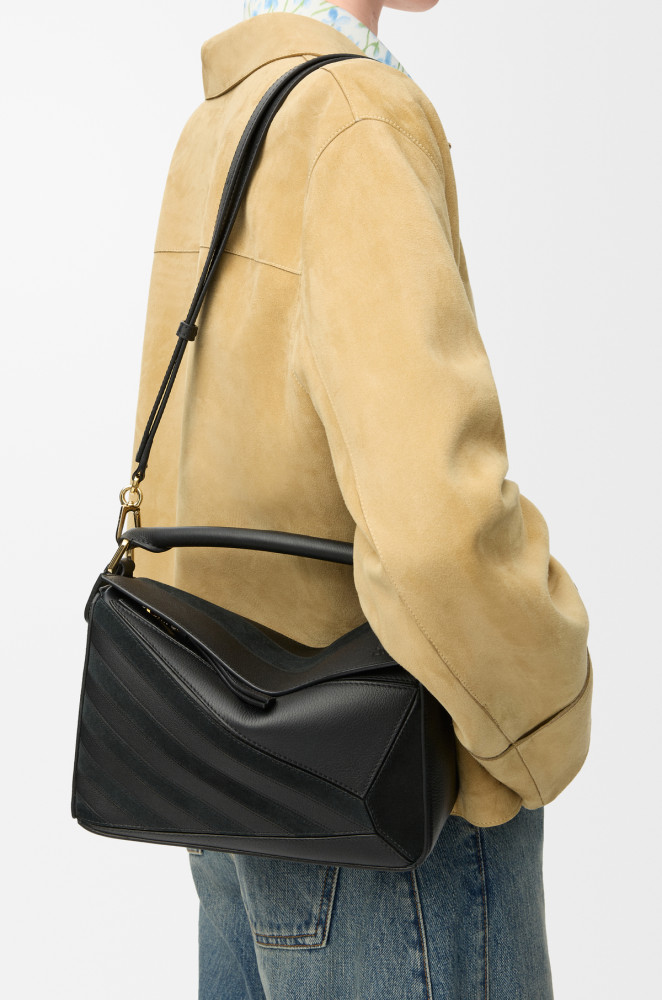 NIGO LOEWE Small Puzzle bag in classic calfskin suede Brown #nigo335950