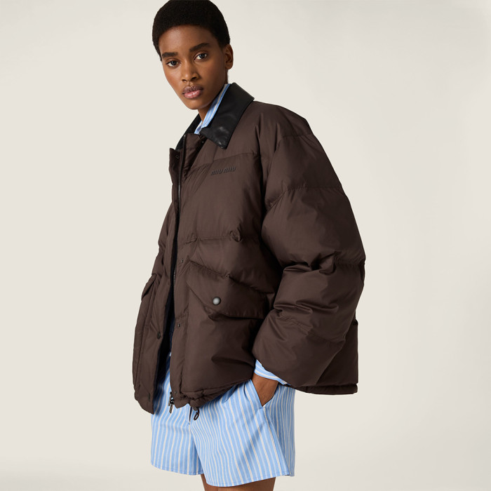 NIGO MiuMiu Ebony Technical Pongé Cropped Down Jacket  #nigo335949