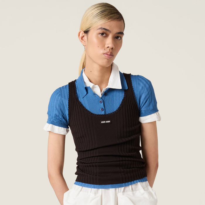 NIGO MiuMiu Red Ribbed Knit Wool Tank Top #nigo335841
