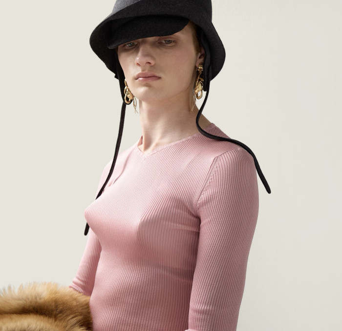 NIGO MiuMiu Begonia Pink Silk V-neck Sweater #nigo335966