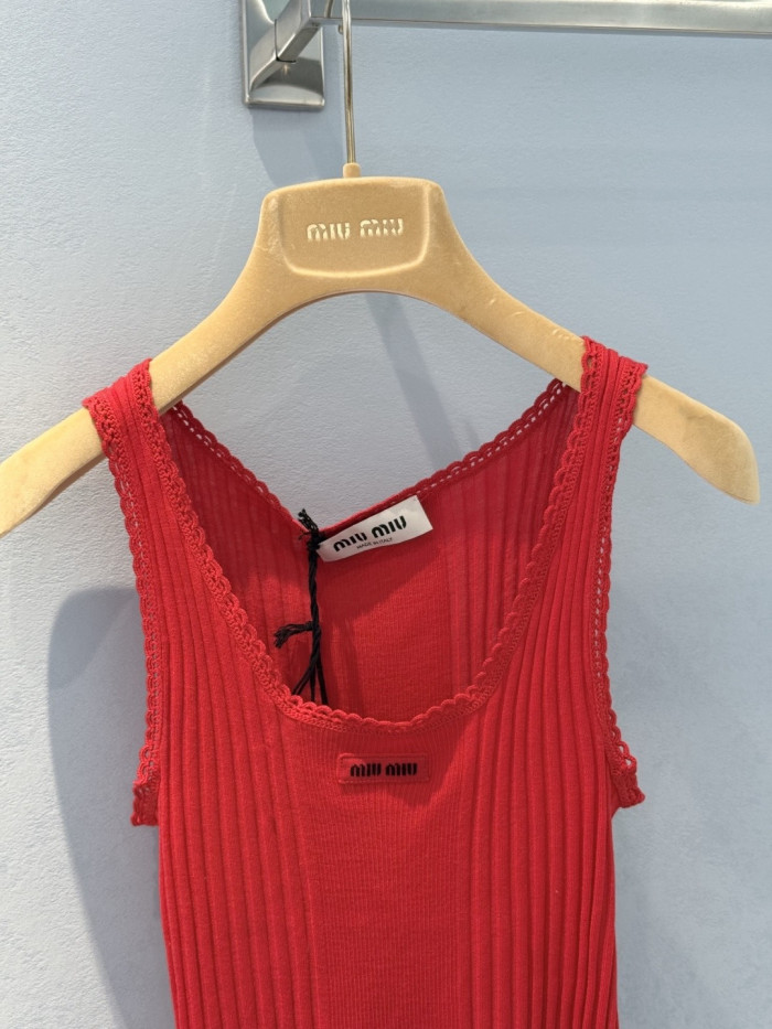 NIGO MiuMiu Red Ribbed Knit Wool Tank Top #nigo335841
