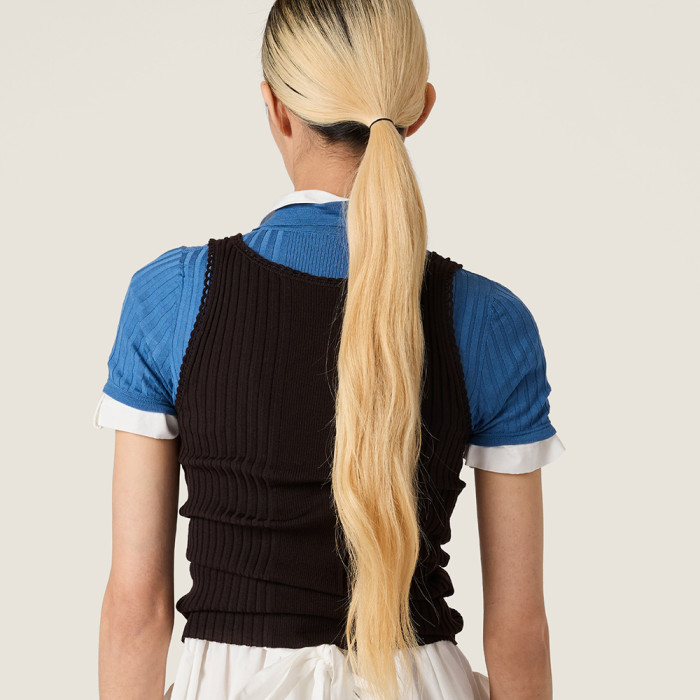 NIGO MiuMiu Red Ribbed Knit Wool Tank Top #nigo335841