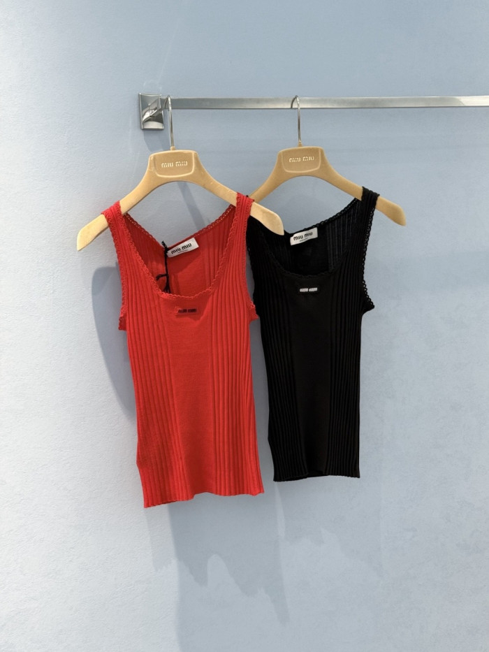 NIGO MiuMiu Red Ribbed Knit Wool Tank Top #nigo335841