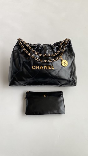 NIGO Chanel Maxi Shopping Bag Shint Calfskin Glold Tone Metal Black #nigo335960