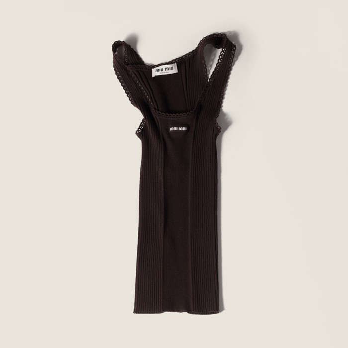 NIGO MiuMiu Red Ribbed Knit Wool Tank Top #nigo335841