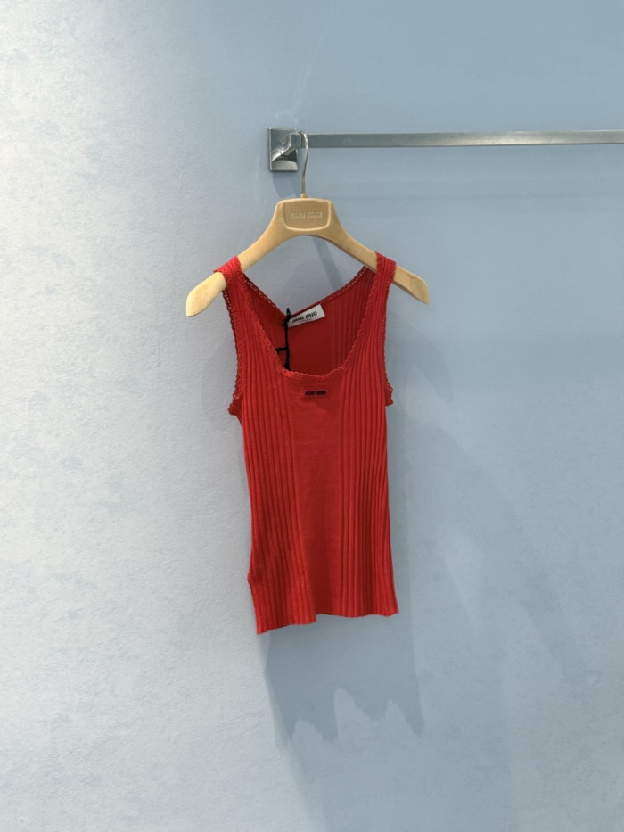 NIGO MiuMiu Red Ribbed Knit Wool Tank Top #nigo335841