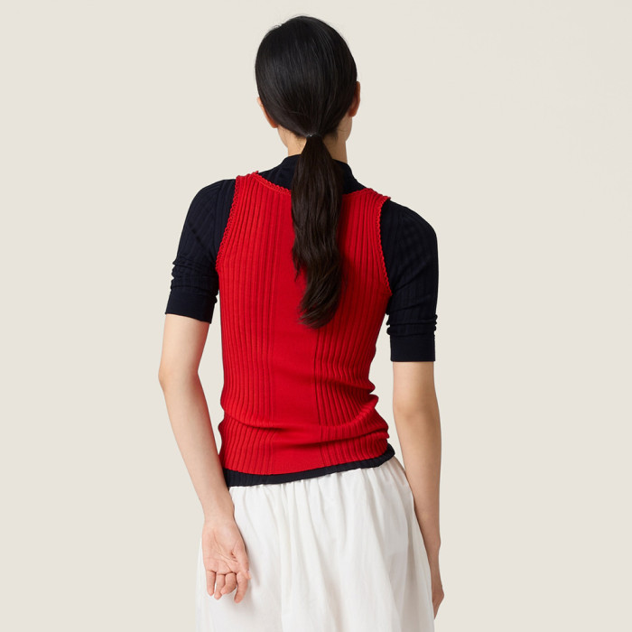NIGO MiuMiu Red Ribbed Knit Wool Tank Top #nigo335841