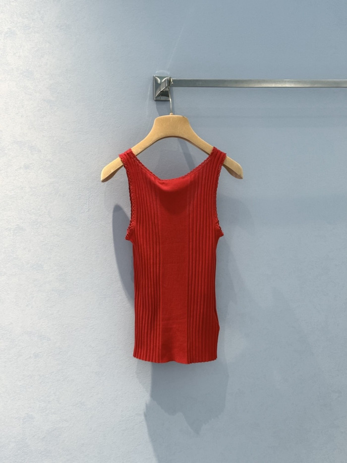 NIGO MiuMiu Red Ribbed Knit Wool Tank Top #nigo335841