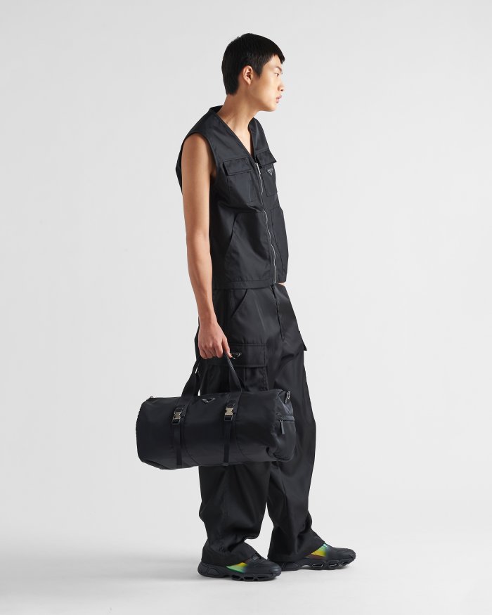 NIGO Prada Black Re-nylon and Saffiano Leather Duffle Bag #nigo335984
