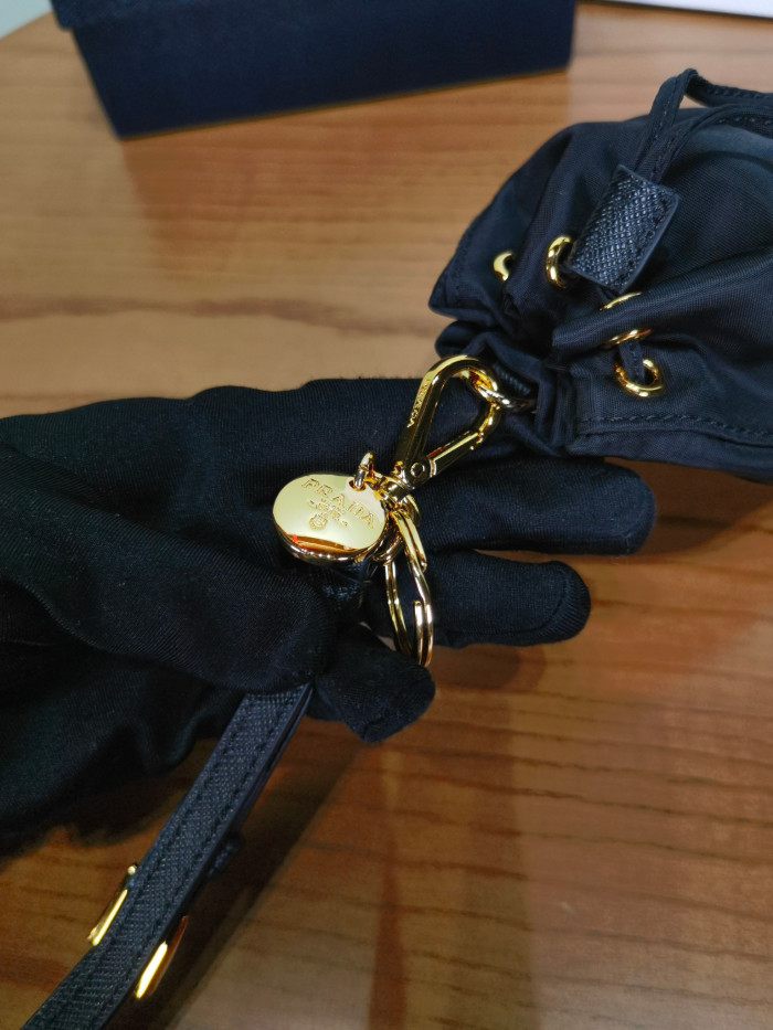 NIGO PRADA Black Mini Icon Re-nylon Keychain Charm #nigo336002