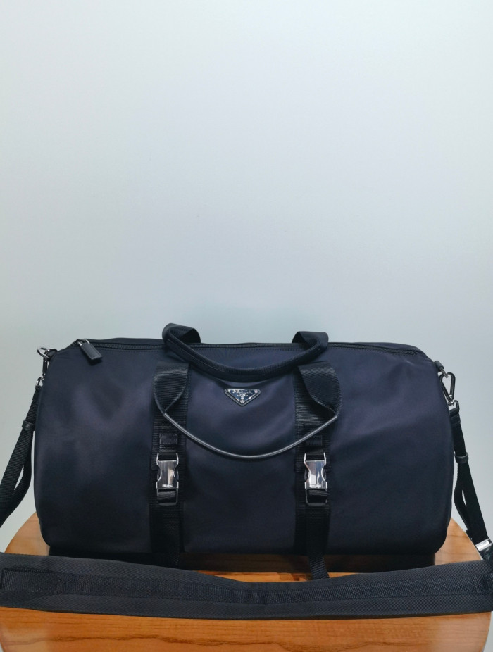 NIGO Prada Black Re-nylon and Saffiano Leather Duffle Bag #nigo335984