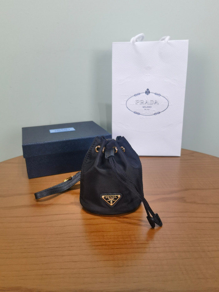 NIGO PRADA Black Mini Icon Re-nylon Keychain Charm #nigo336002