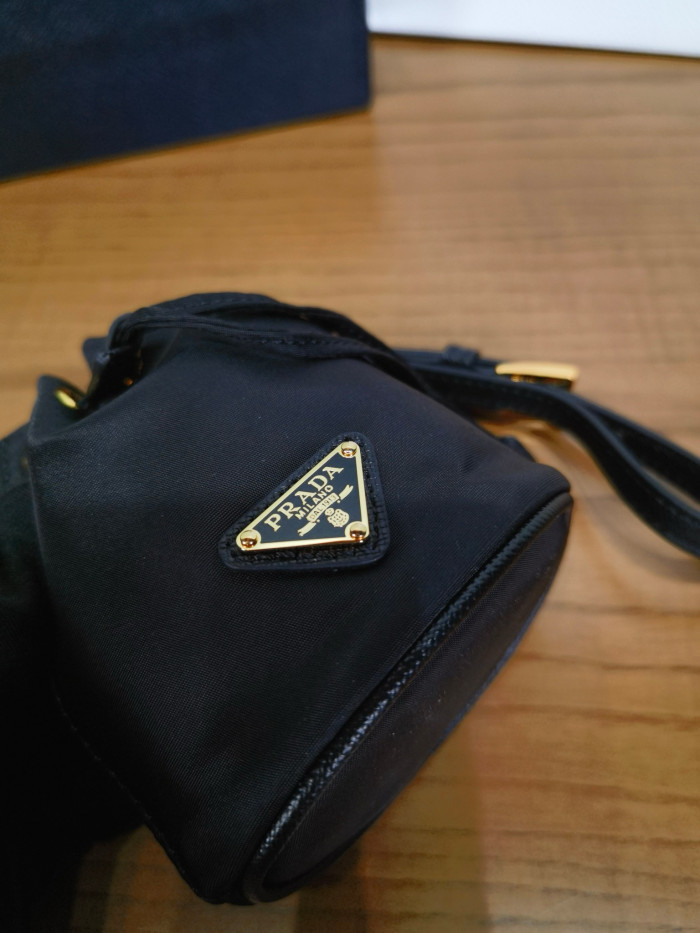 NIGO PRADA Black Mini Icon Re-nylon Keychain Charm #nigo336002
