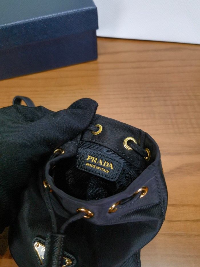 NIGO PRADA Black Mini Icon Re-nylon Keychain Charm #nigo336002