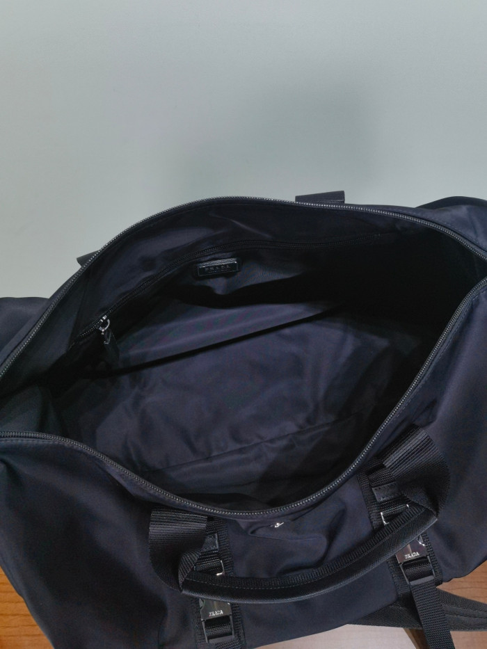 NIGO Prada Black Re-nylon and Saffiano Leather Duffle Bag #nigo335984