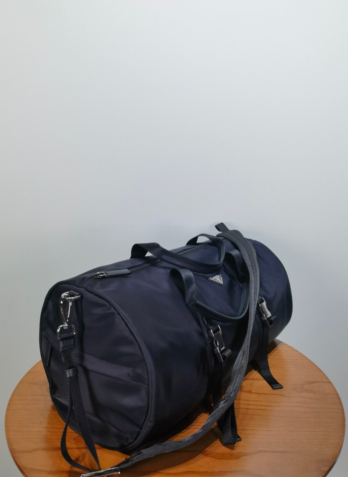 NIGO Prada Black Re-nylon and Saffiano Leather Duffle Bag #nigo335984