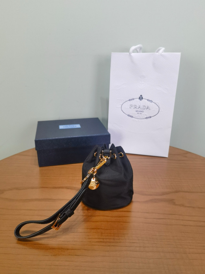 NIGO PRADA Black Mini Icon Re-nylon Keychain Charm #nigo336002