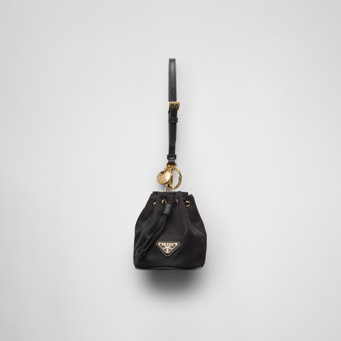 NIGO PRADA Black Mini Icon Re-nylon Keychain Charm #nigo336002