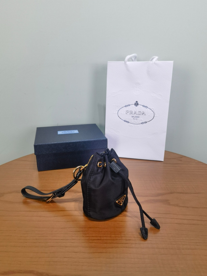 NIGO PRADA Black Mini Icon Re-nylon Keychain Charm #nigo336002