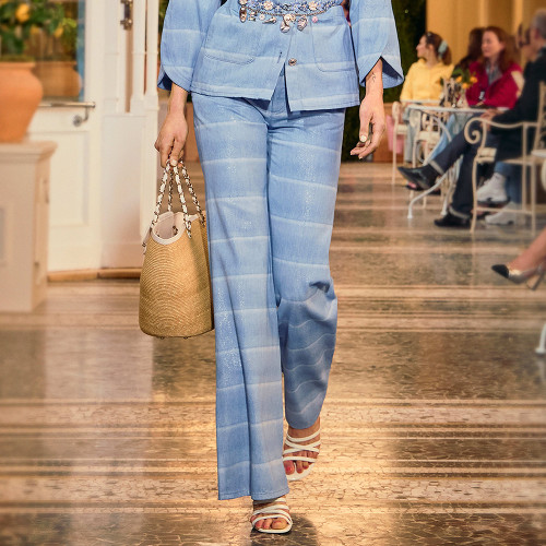 NIGO Chanel Jeans Layered Patchwork Denim Light Blue and White #nigo336016