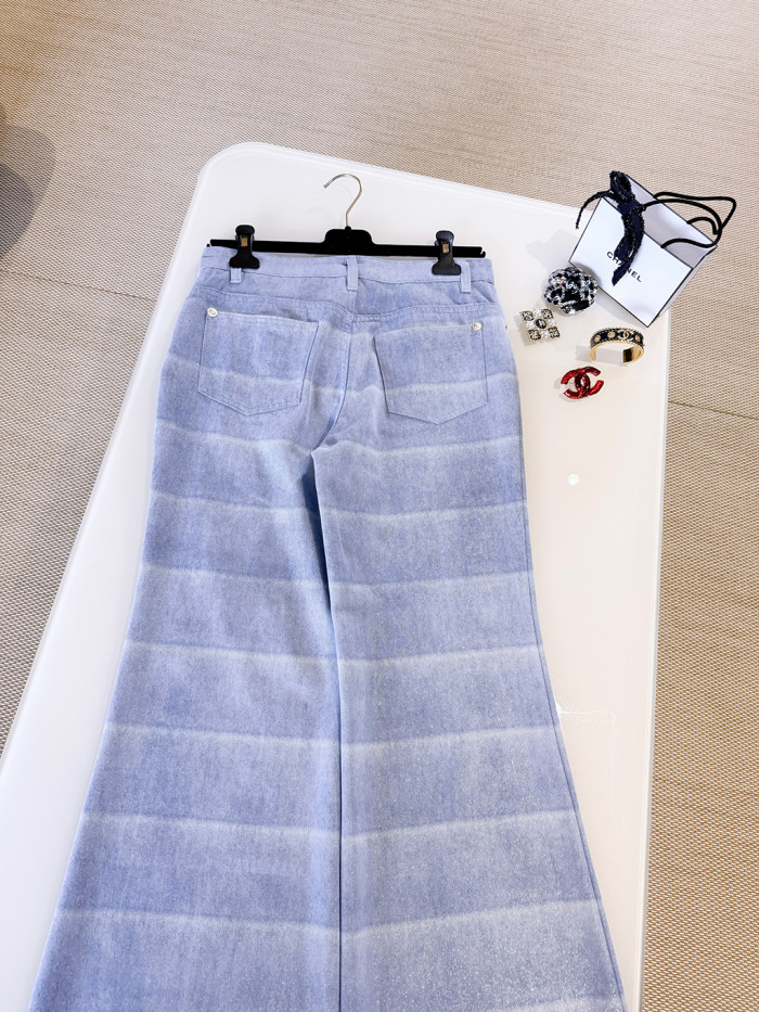 NIGO Chanel Jeans Layered Patchwork Denim Light Blue and White #nigo336016