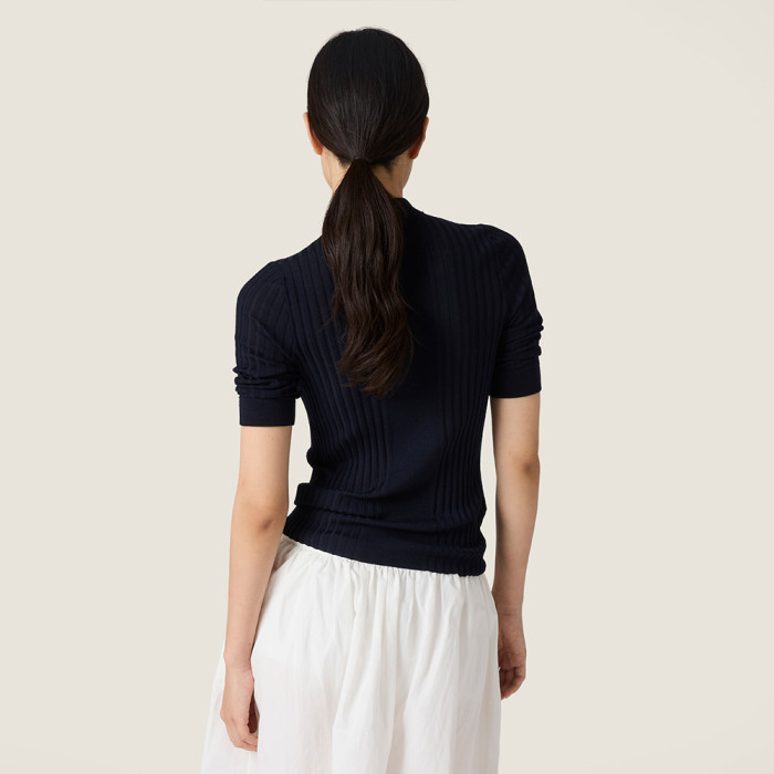 NIGO MiuMiu Navy Ribbed Knit Wool Sweater #nigo336058