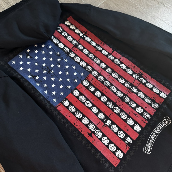 NIGO Chrome Hearts Distressed American Flag Zip Hooded Sweatshirt #nigo336049