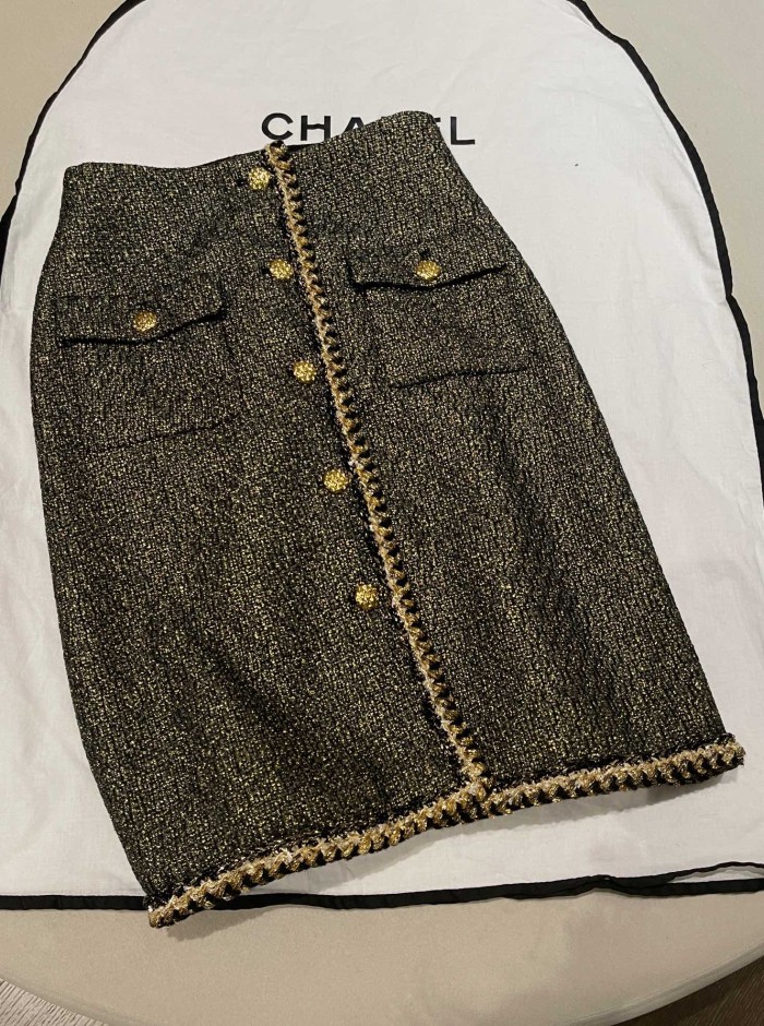 NIGO Chanel Jacket Skitr Tweed Gold Black #nigo336118