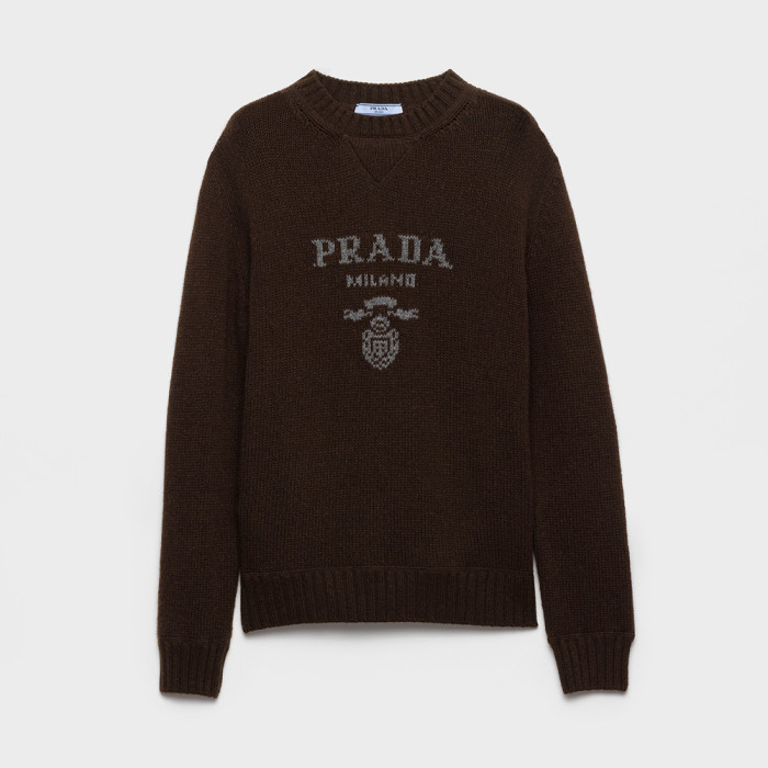 NIGO Prada Slate Gray Cashmere And Wool Prada Logo Crew-neck Sweater #nigo336172