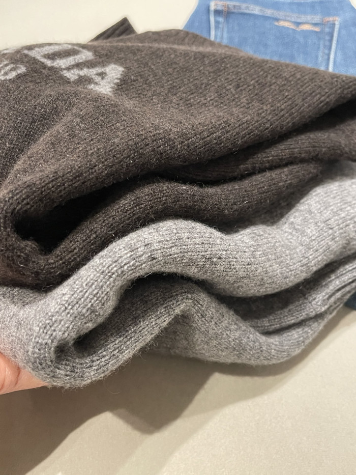 NIGO Prada Slate Gray Cashmere And Wool Prada Logo Crew-neck Sweater #nigo336172