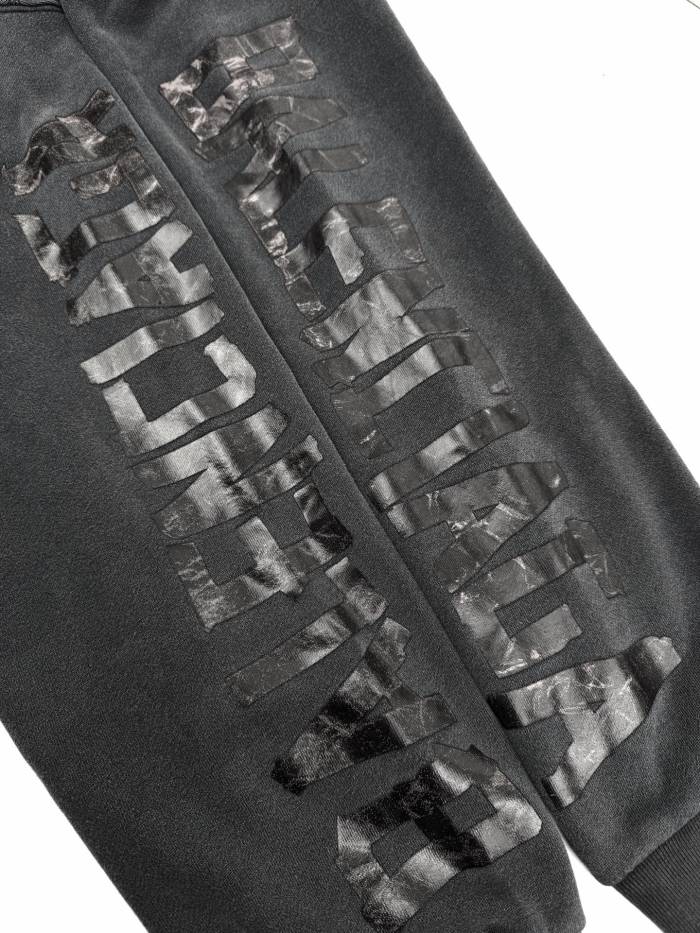 NIGO Balenciaga Men's Transparent Tape Ripped Pocket Hoodie in Faded Black #nigo336331