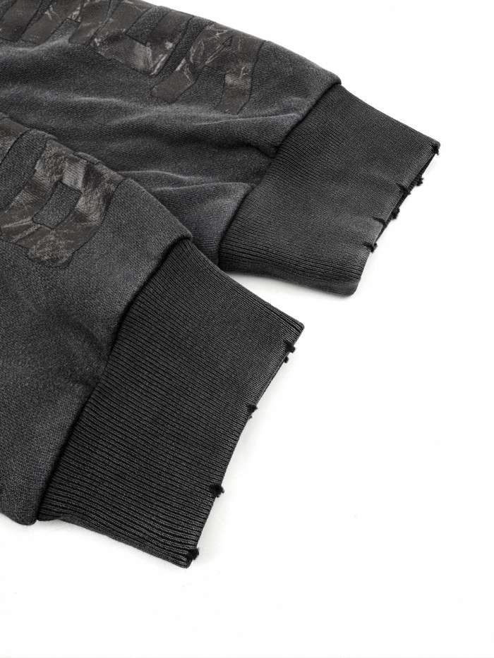 NIGO Balenciaga Men's Transparent Tape Ripped Pocket Hoodie in Faded Black #nigo336331