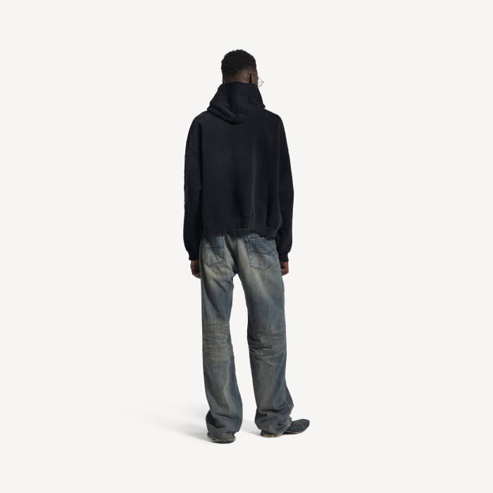 NIGO Balenciaga Men's Transparent Tape Ripped Pocket Hoodie in Faded Black #nigo336331