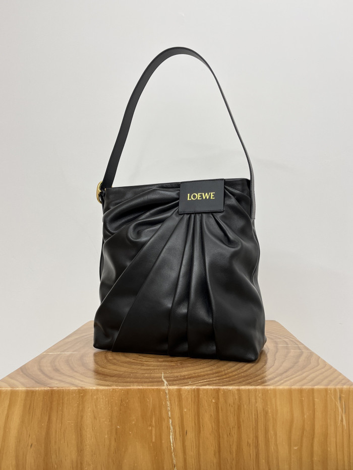 NIGO Loewe Draped Tote in Mellow Nappa Lambskin Black #nigo336454