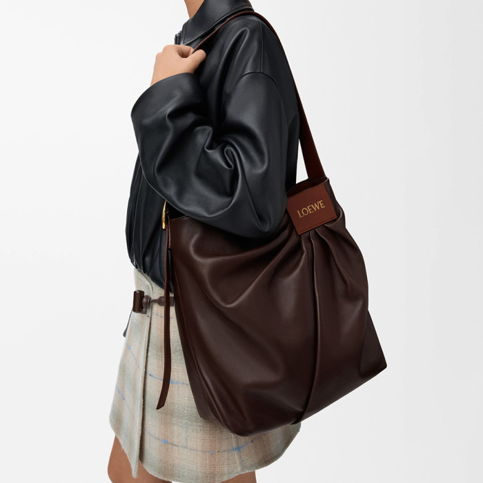 NIGO Loewe Draped Tote in Mellow Nappa Lambskin Black #nigo336454