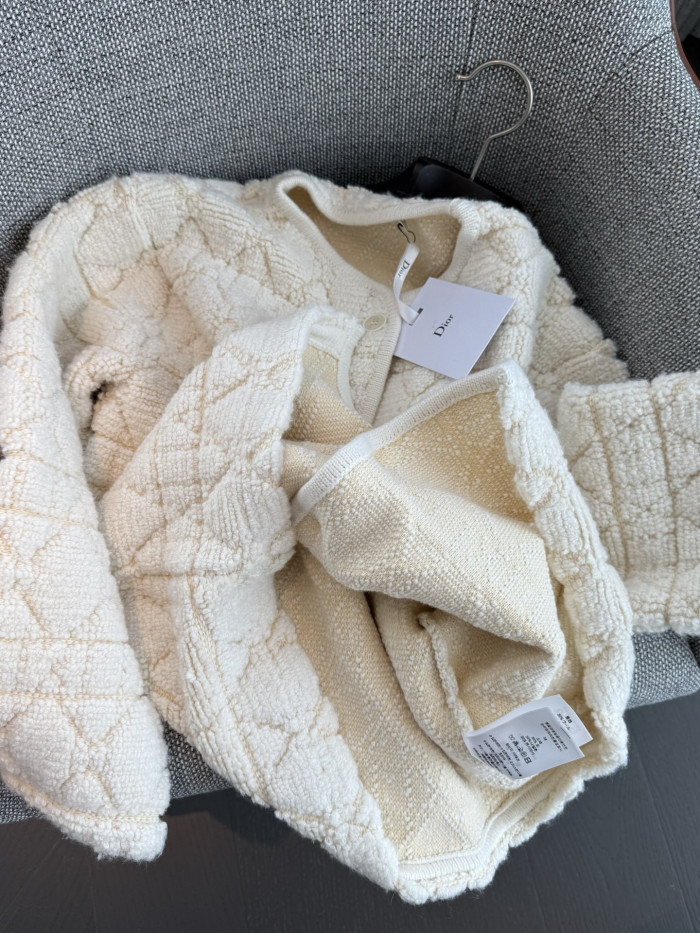 NIGO DIOR DiorAlps Cannage Jacket White Wool-Cashmere Blend Knit #nigo336560