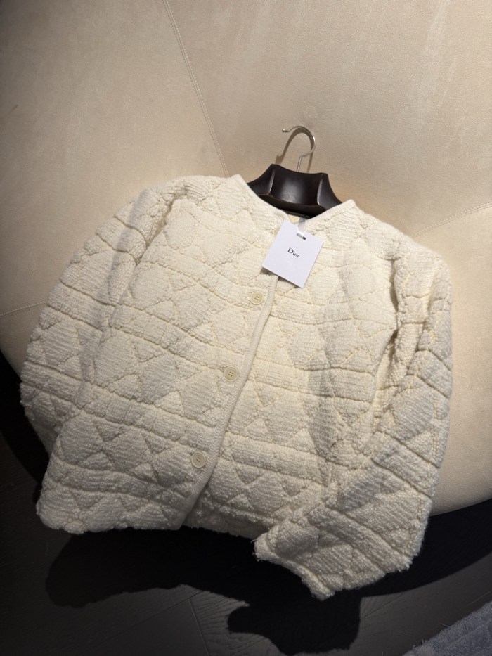 NIGO DIOR DiorAlps Cannage Jacket White Wool-Cashmere Blend Knit #nigo336560