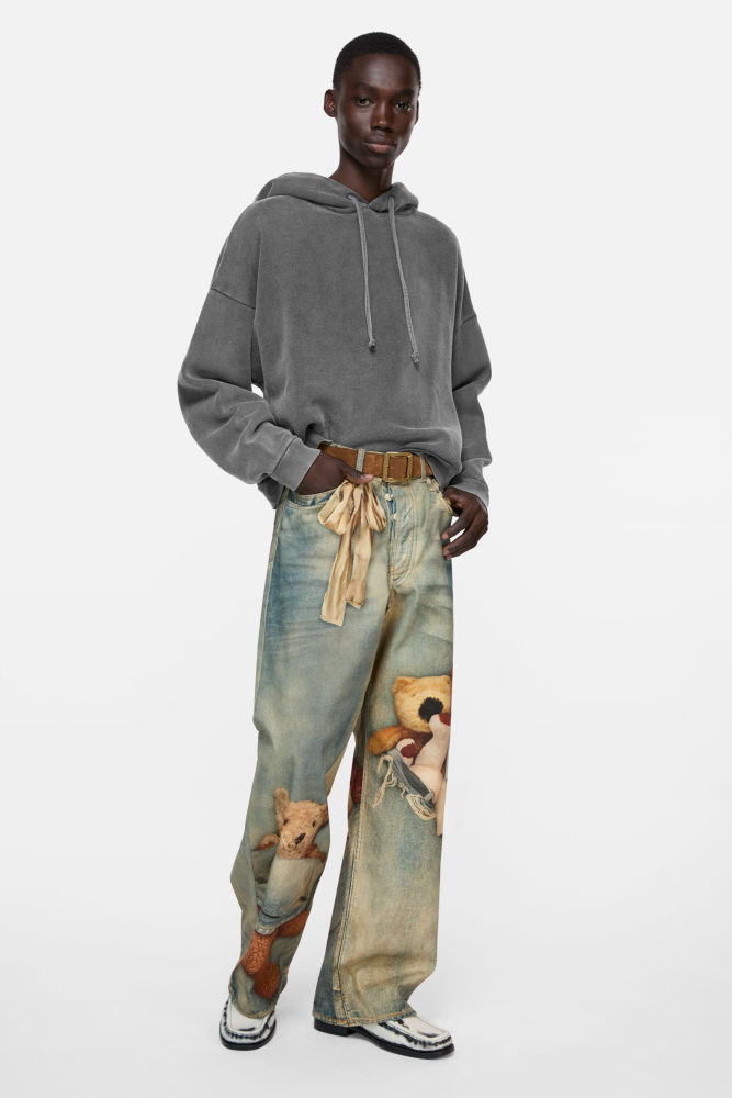 NIGO Acne Studios Hooded Sweater logo patch Faded Black #nigo336605