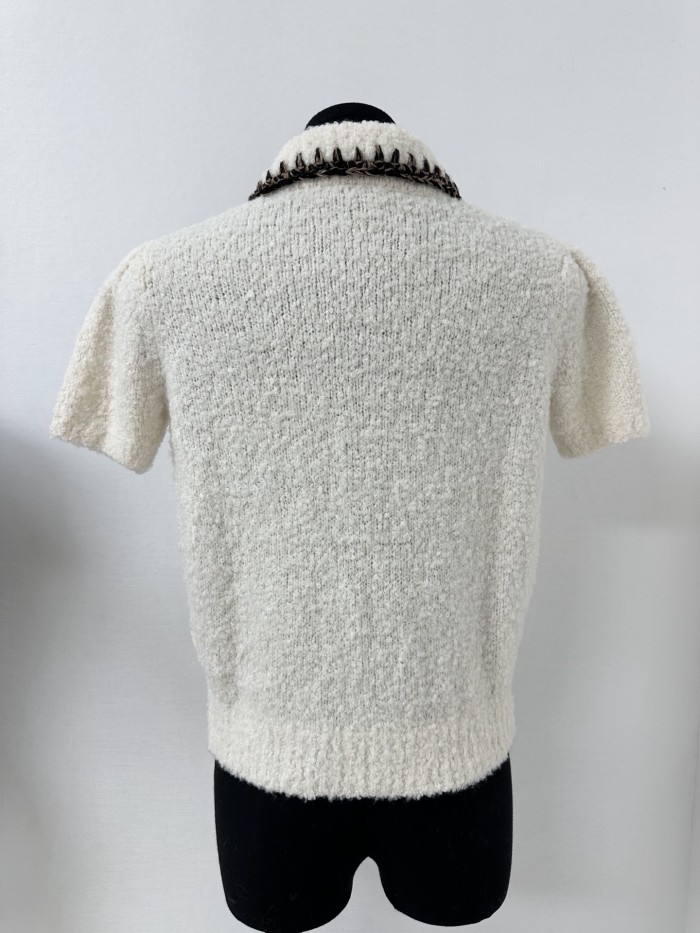NIGO Chanel Top-Quality Version Short-sleeved Top Cashmere Alpaca White Brown #nigo336577