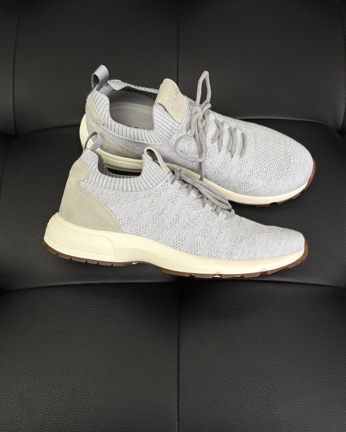 NIGO DIOR B80 Lounge Sneaker Dior Gray Cannage Cashmere Wool and Silk Knit with Dior Gray Suede#nigo336623