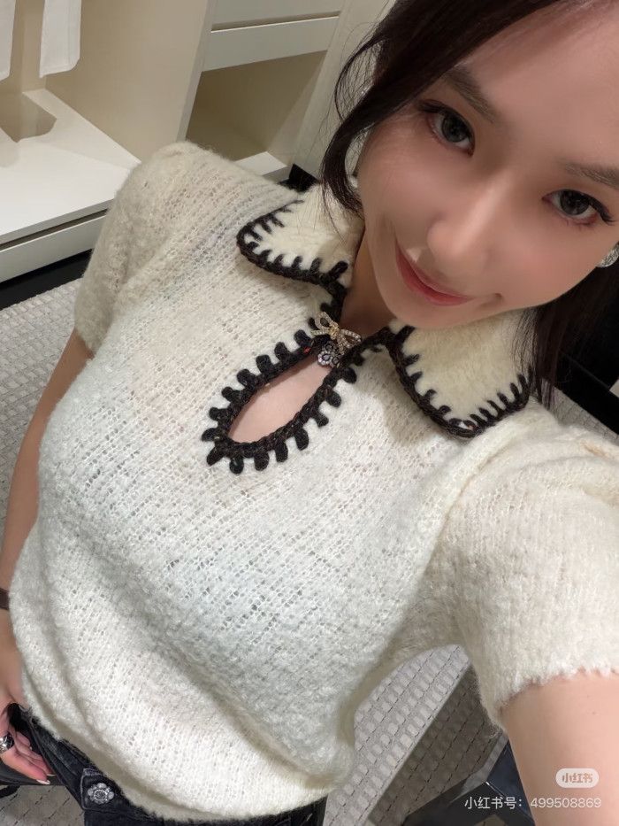 NIGO Chanel Top-Quality Version Short-sleeved Top Cashmere Alpaca White Brown #nigo336577